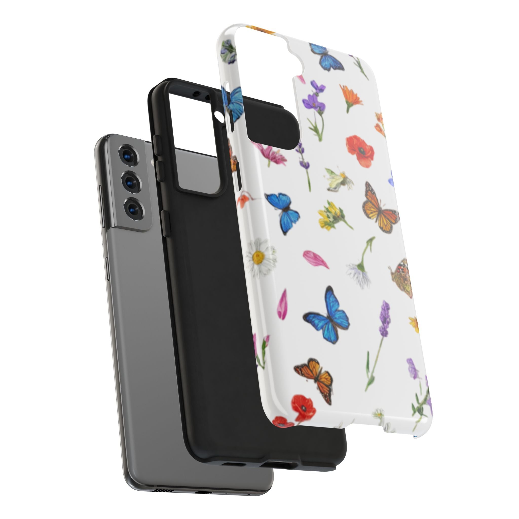 Butterfly Meadow Tough Phone Case / Floral Protective Phone Cover