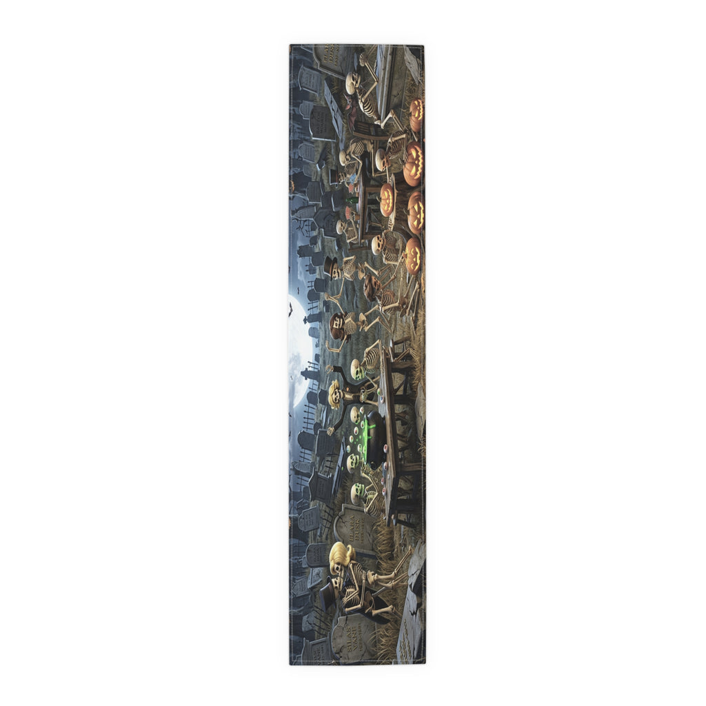 Haunted Graveyard Scene Table Runner | Halloween Cemetery Design