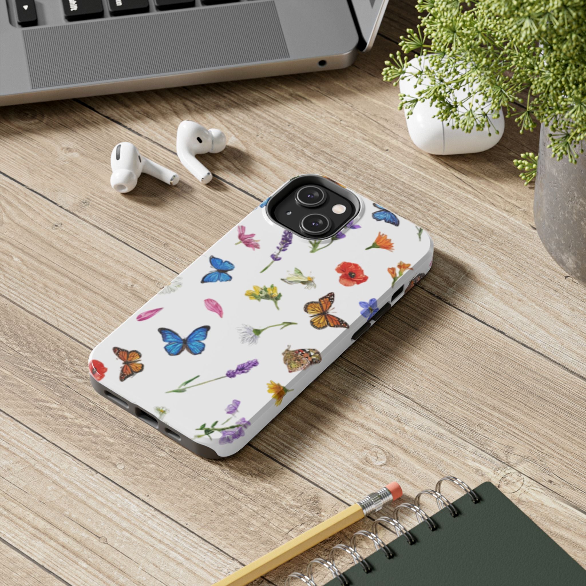 Butterfly Meadow Tough Phone Case / Floral Protective Phone Cover