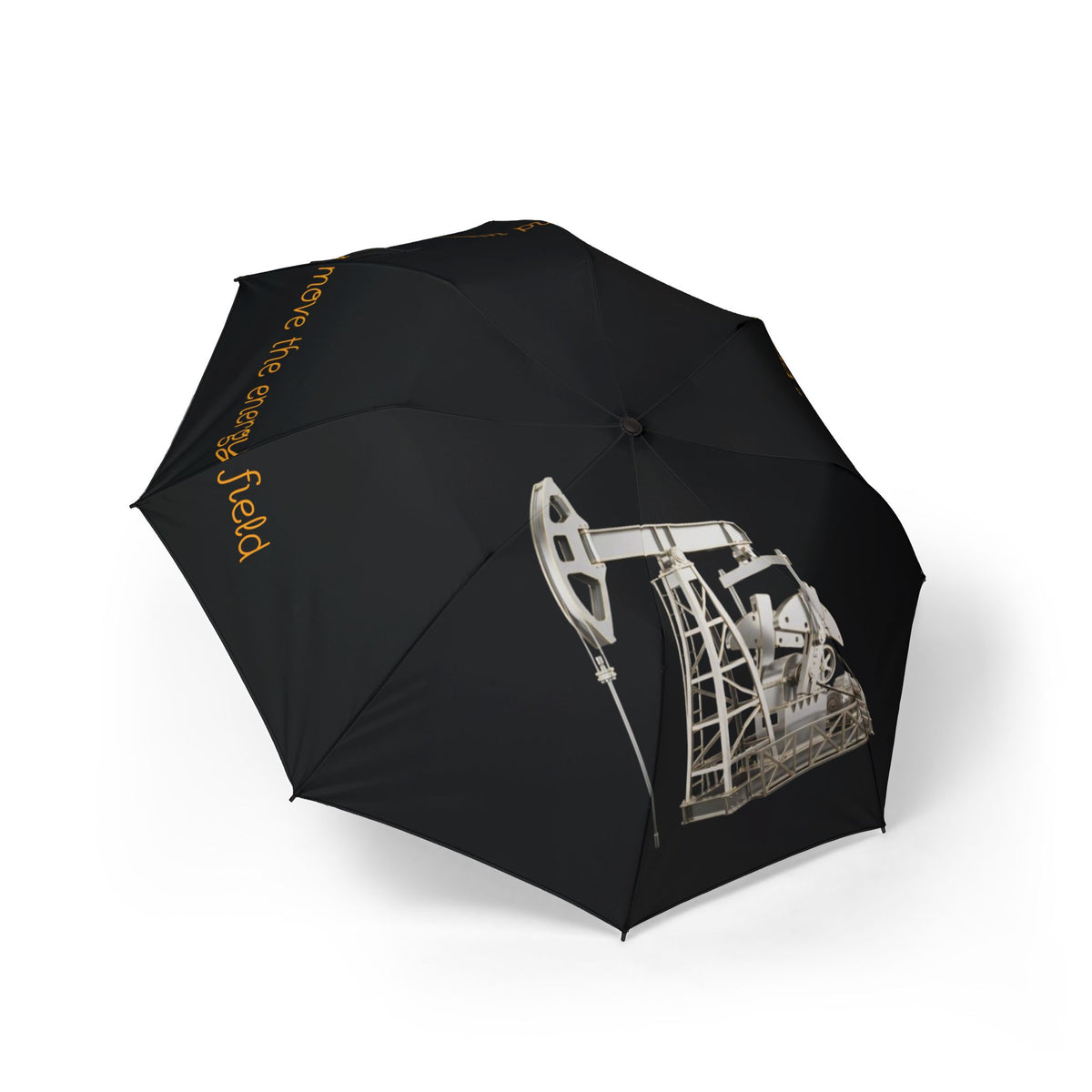 Oil Pumpjack Illustration Umbrella | Foldable Semi-Automatic Travel Umbrella
