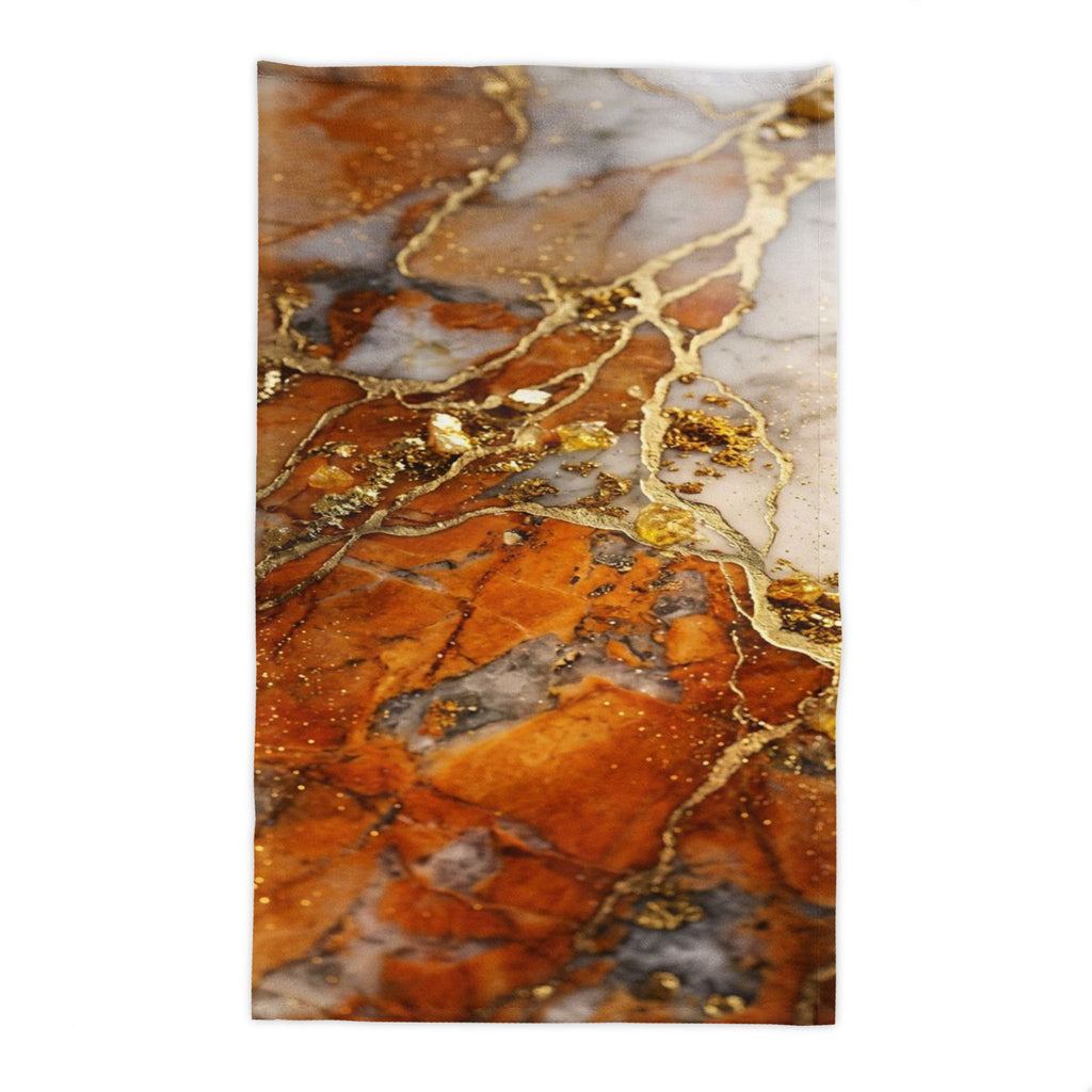 Orange Gold Marble Tablecloths | Marble Pattern Table Cover, Elegant Resin Look