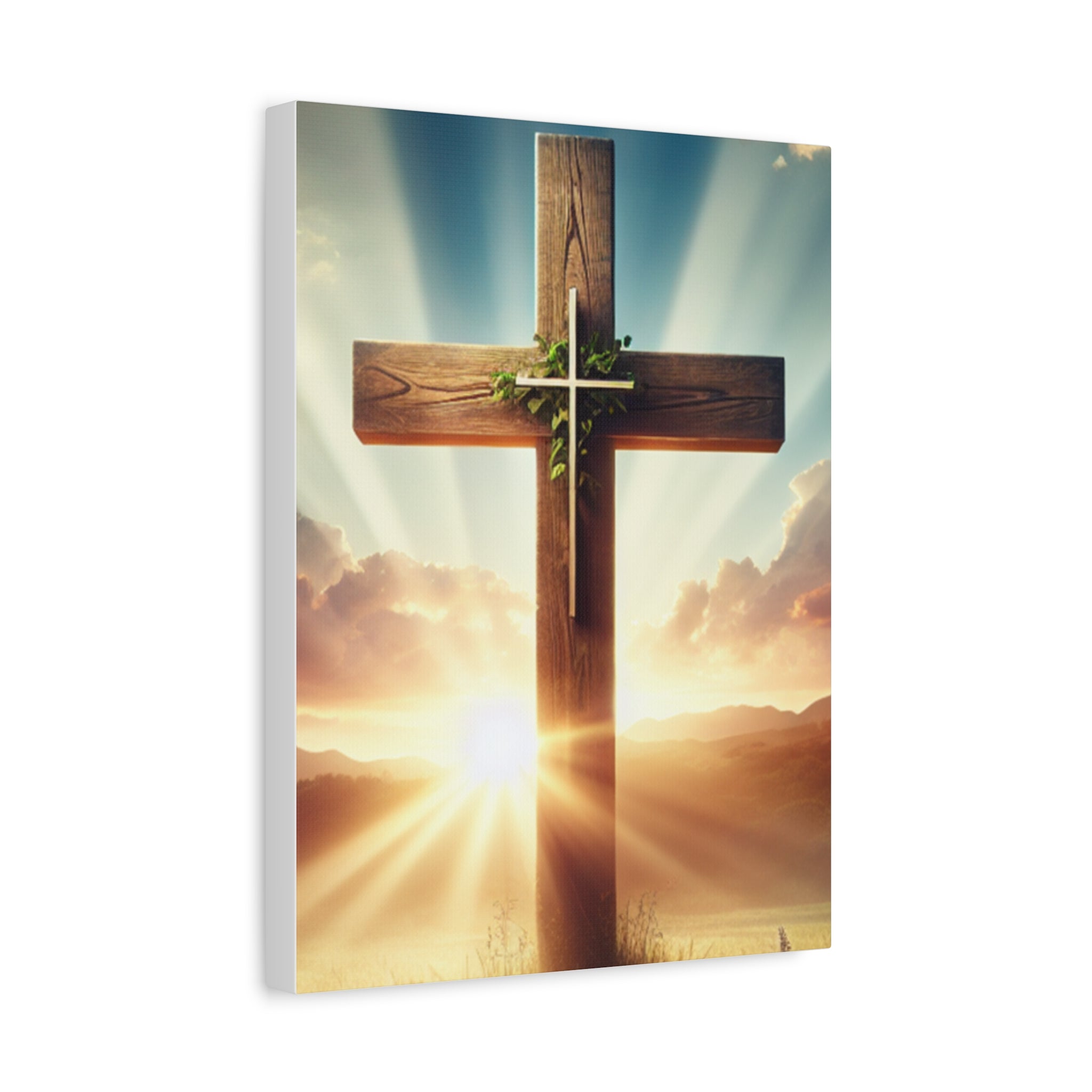 Sunrise Cross Matte Canvas Wall Art / Christian Inspirational Religious Home Decor