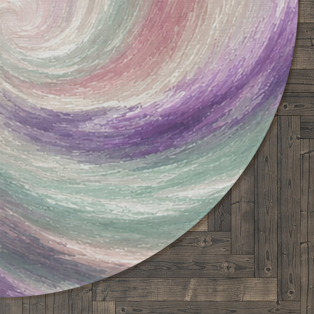 Lavender Mint Vortex Round Rug | Blush Cream Circular Area Rug