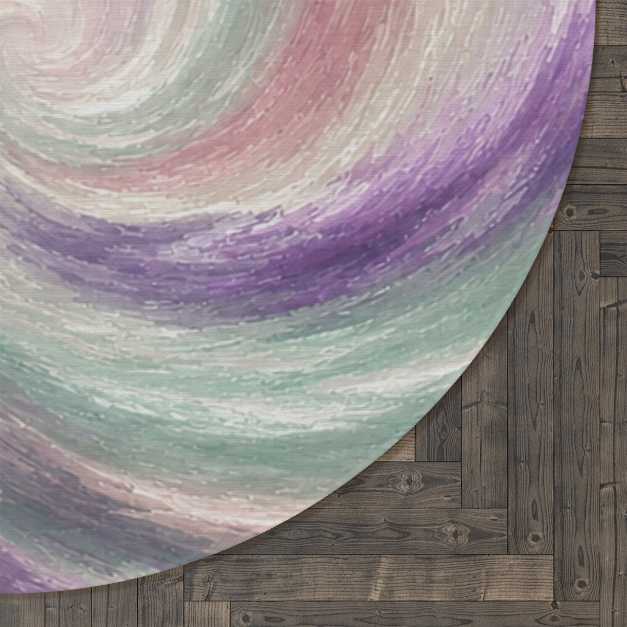 Lavender Mint Vortex Round Rug | Blush Cream Circular Area Rug