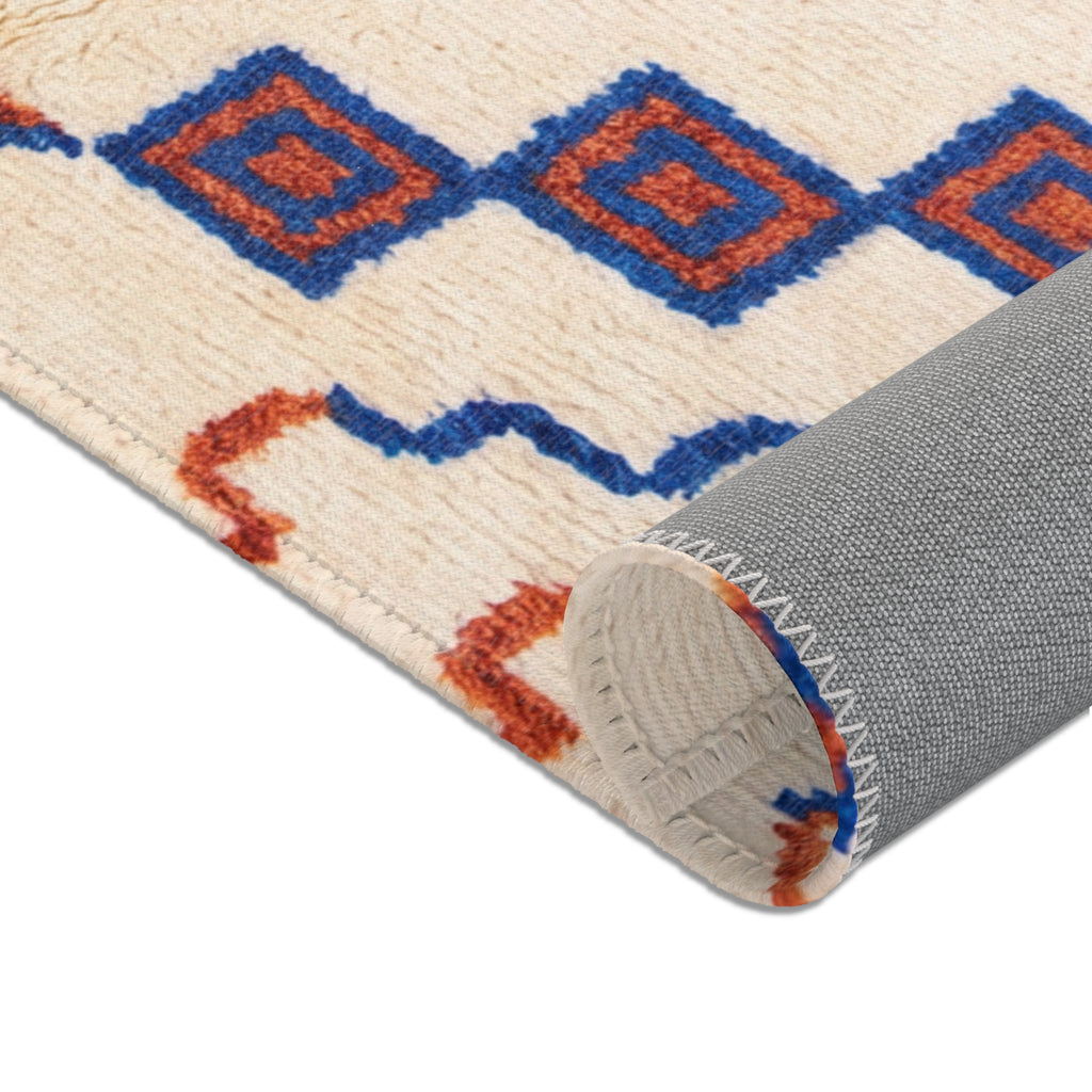 Southwestern Diamond Pattern Area Rug | Blue Rust Geometric