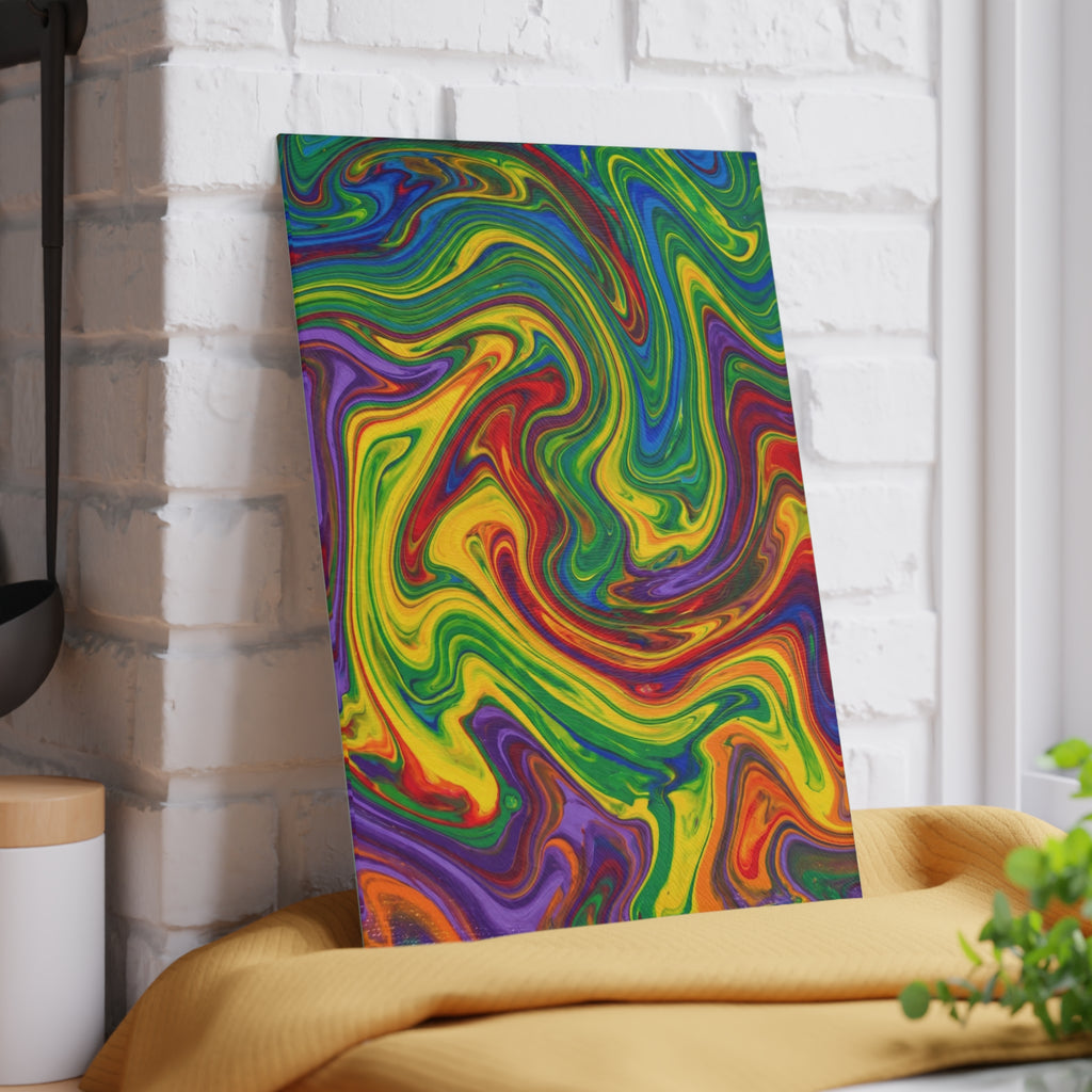 Paint Swirl Glass Cutting Board | Colorful Abstract Kitchen Decor