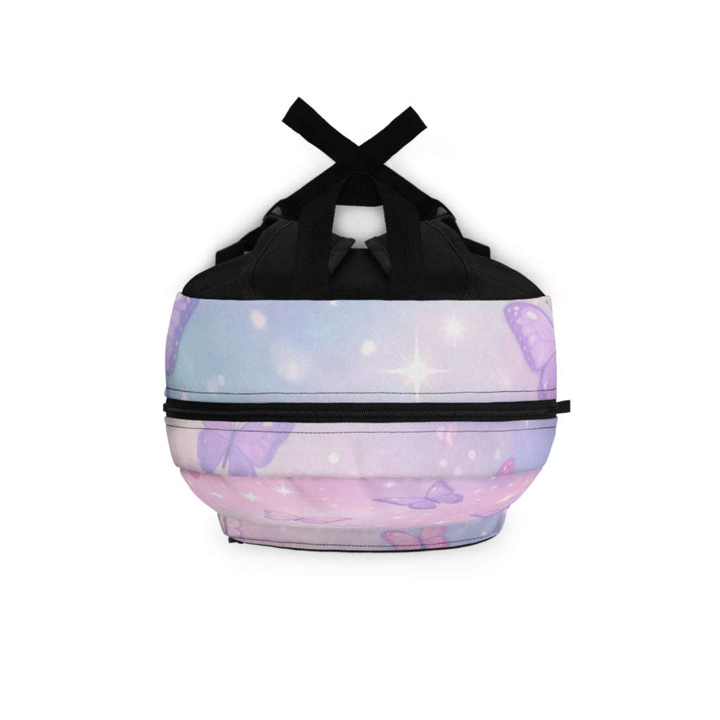 Pastel Butterfly Pattern Backpack | Pink Lavender Stars