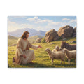 Jesus with Sheep Matte Canvas Print / Stretched 1.25" Religious Wall Art
