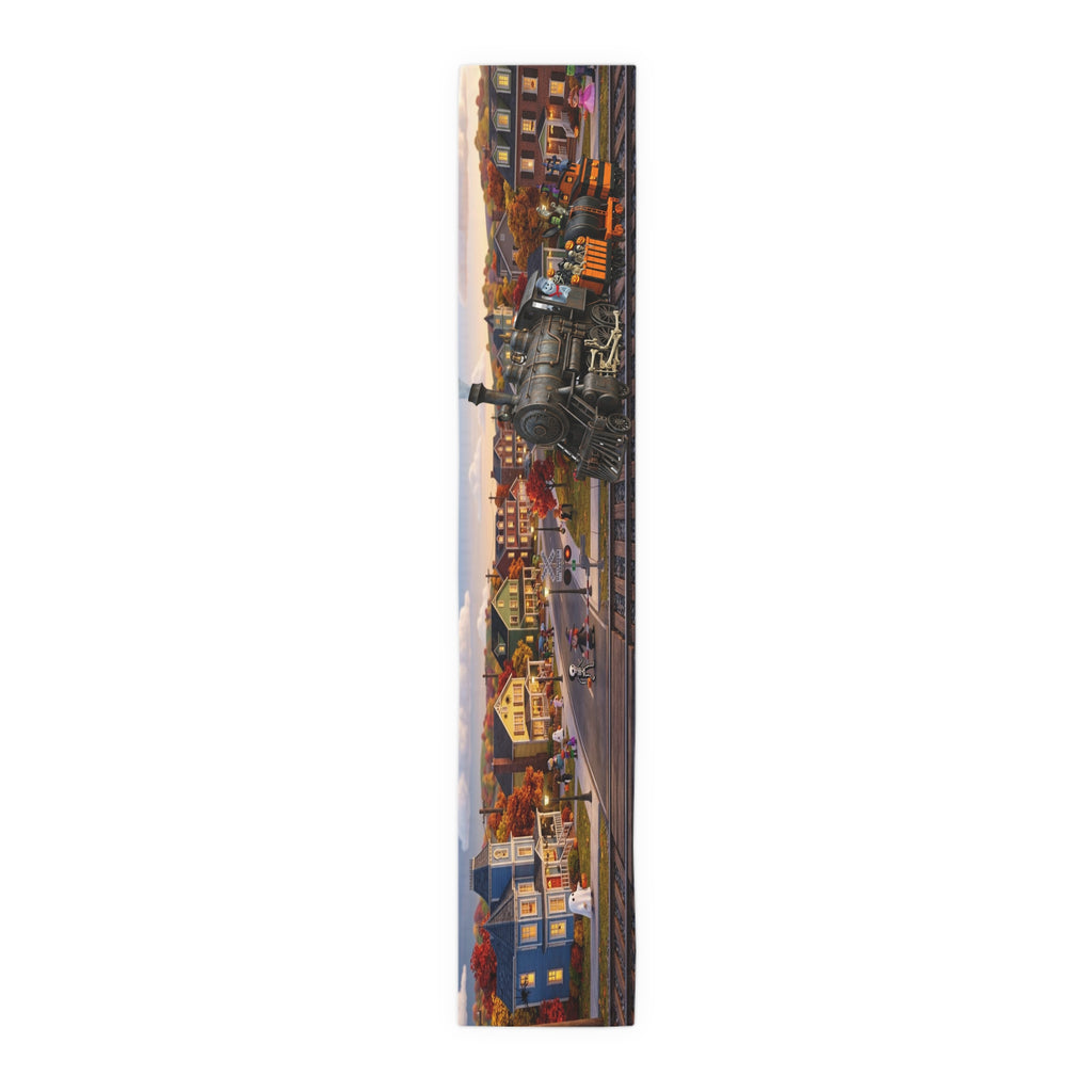 Vintage Steam Train Village Table Runner