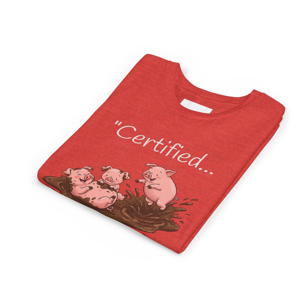 Youth Tee / "Certified Mud Monsters" Playful Piglets Graphic