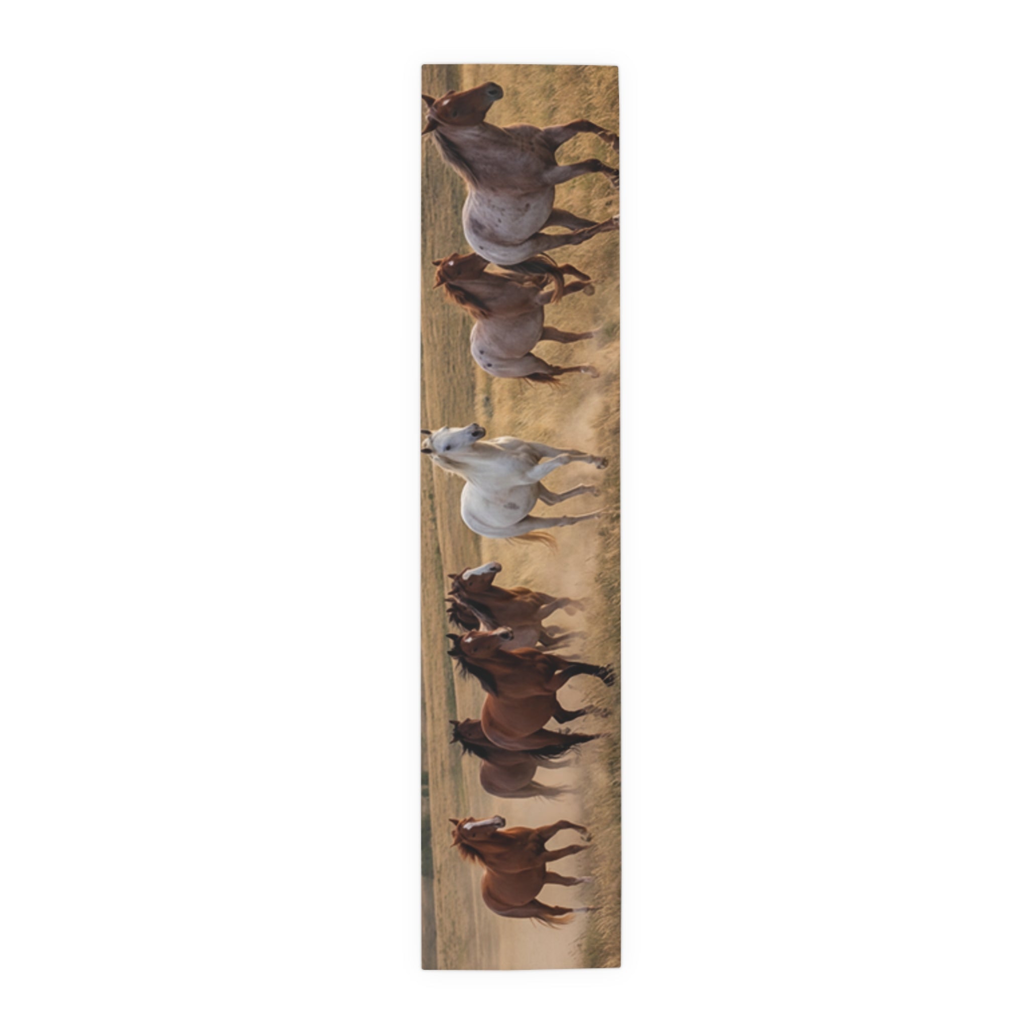 Horse Herd Table Runner - Rustic Galloping Horses Cotton-Poly Dining Decor