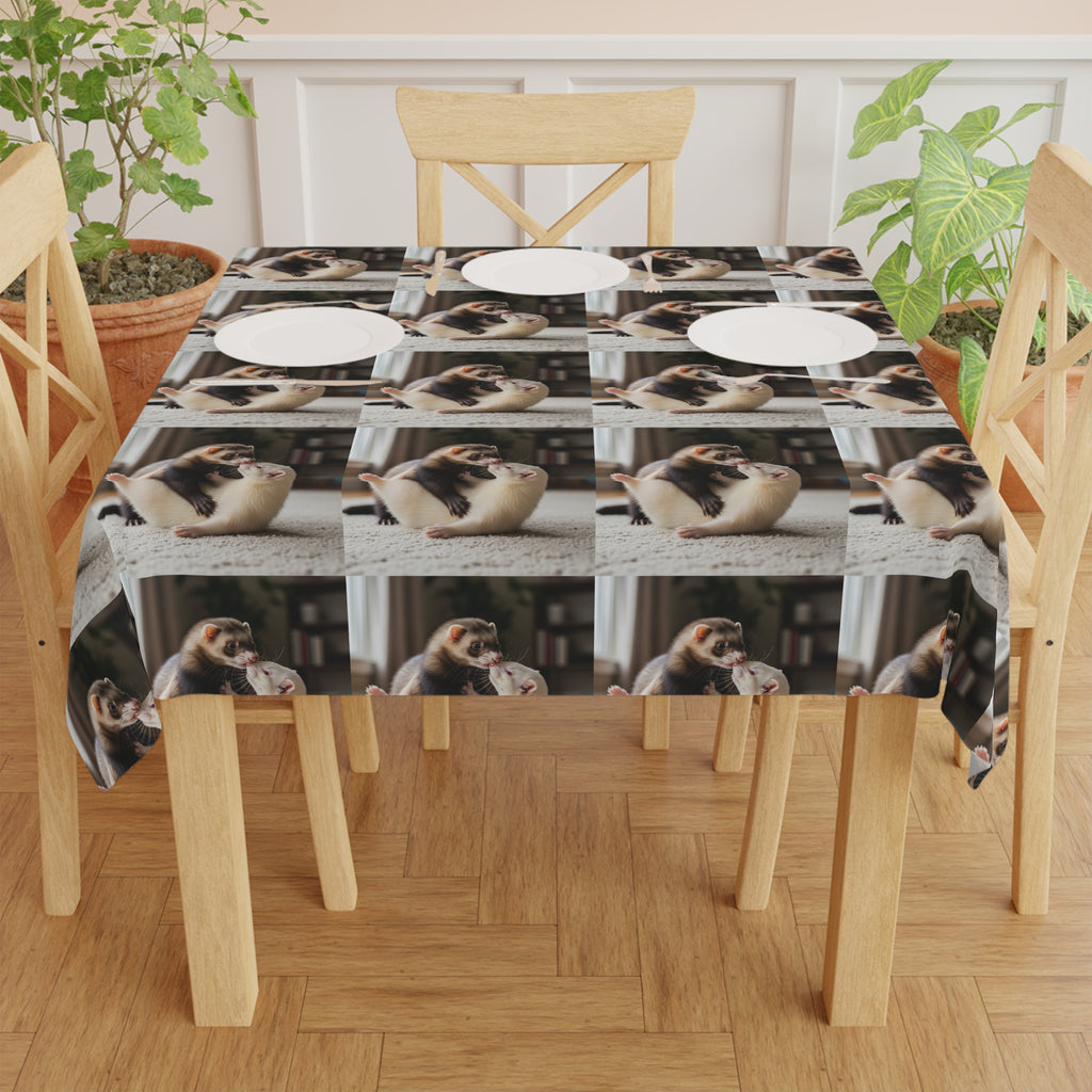 Cozy Ferret Pattern Tablecloth / Cute Repeating Ferret Print