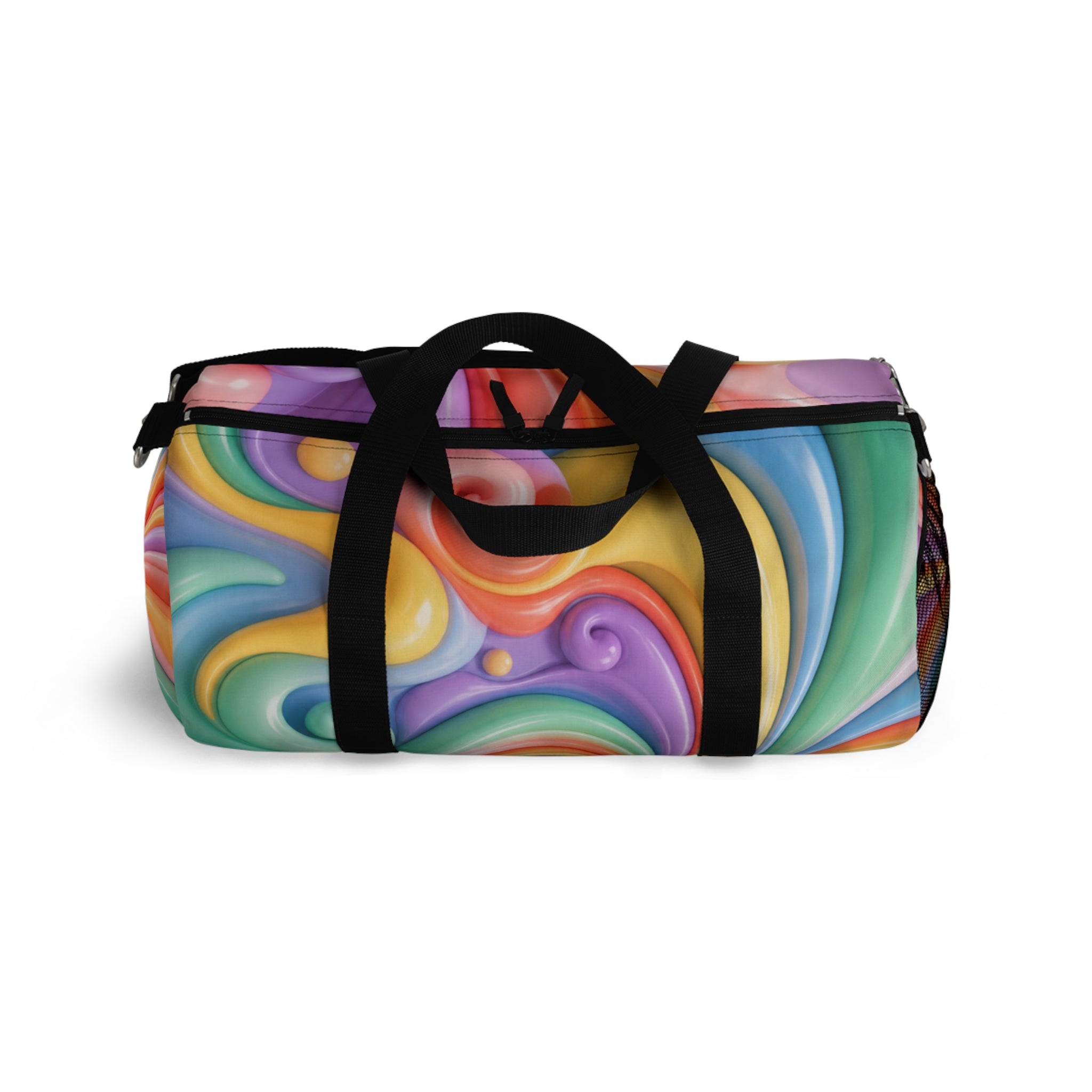Colorful Swirl Duffel Bag — Retro Rainbow Travel & Gym Bag
