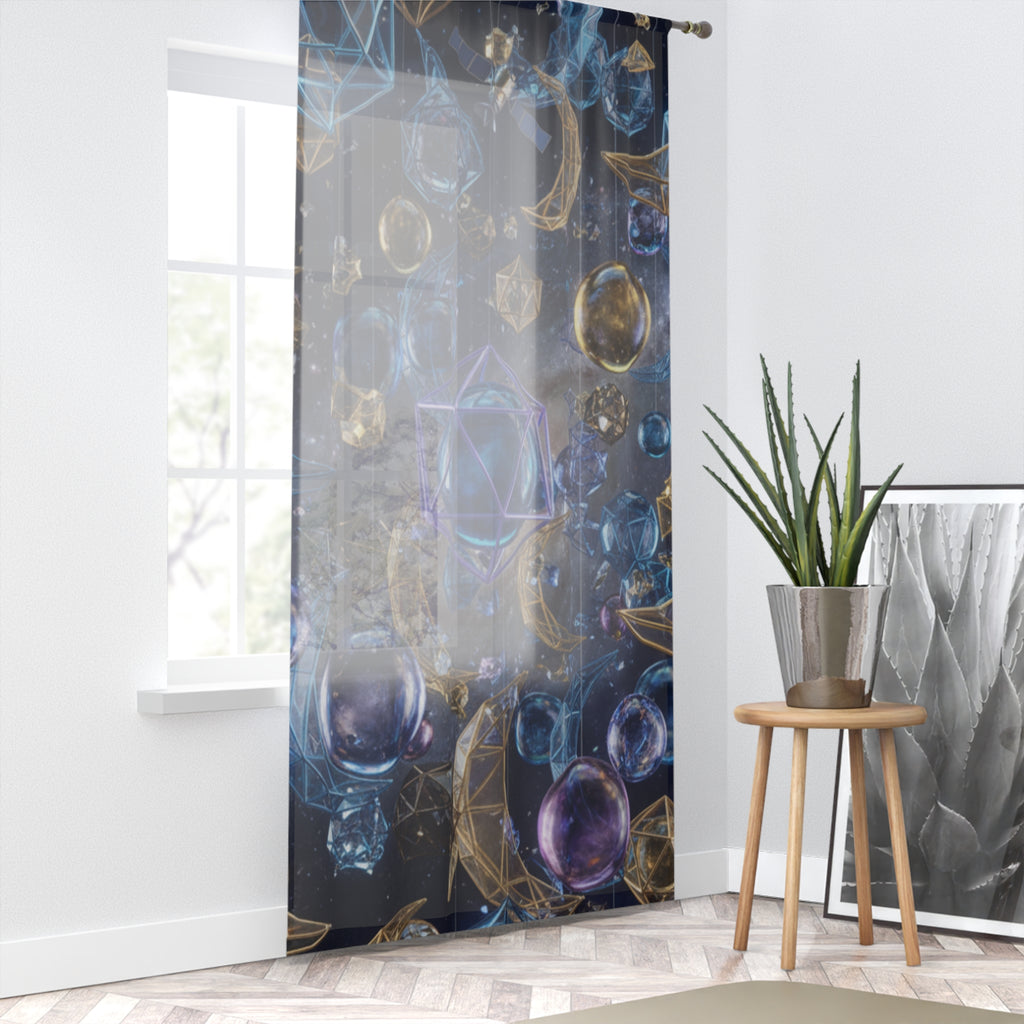 Mystic Crystal Orbs Window Curtain/ Celestial Geometric Sheer Panel