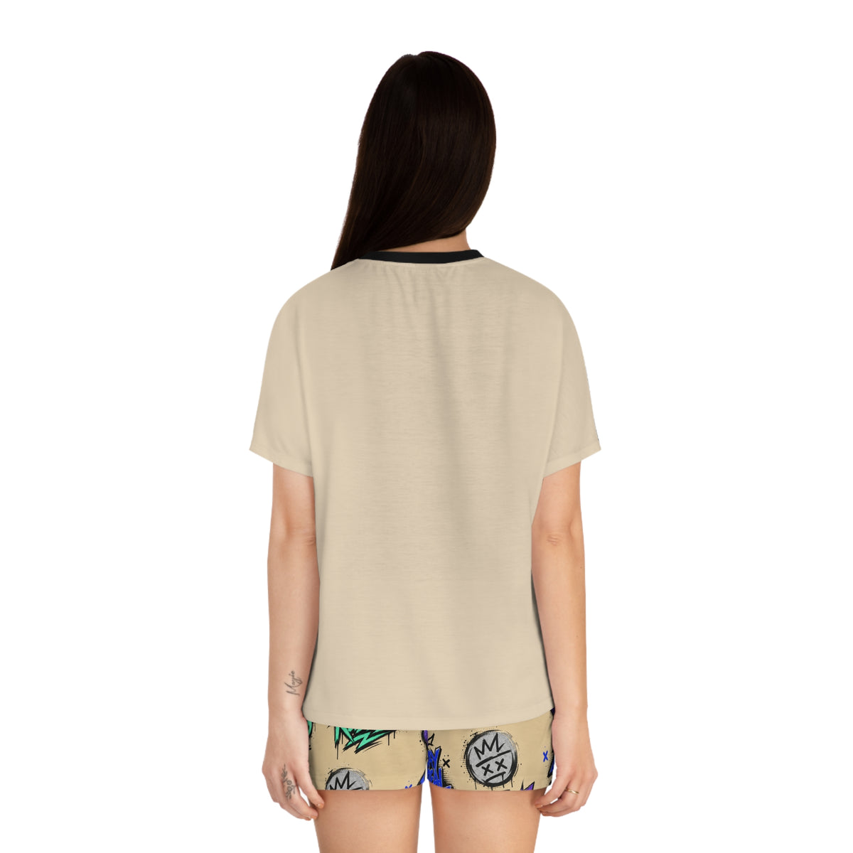 Stay Real Graffiti Print Pajama Set | Short Sleeve Top & Shorts