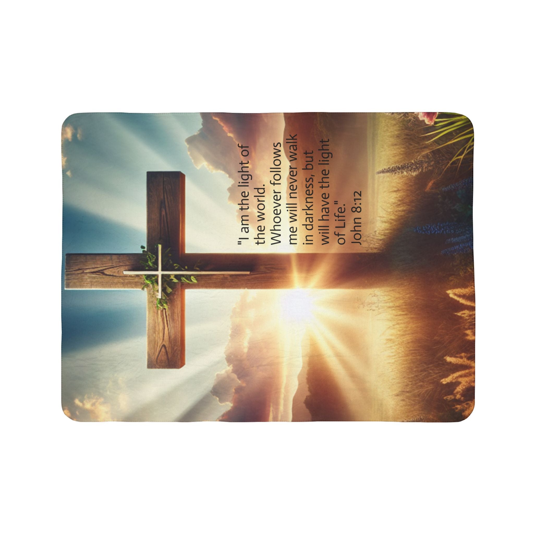 Christian Cross Gift Blanket/ sherpa Fleece Throw/Religious Home Decor