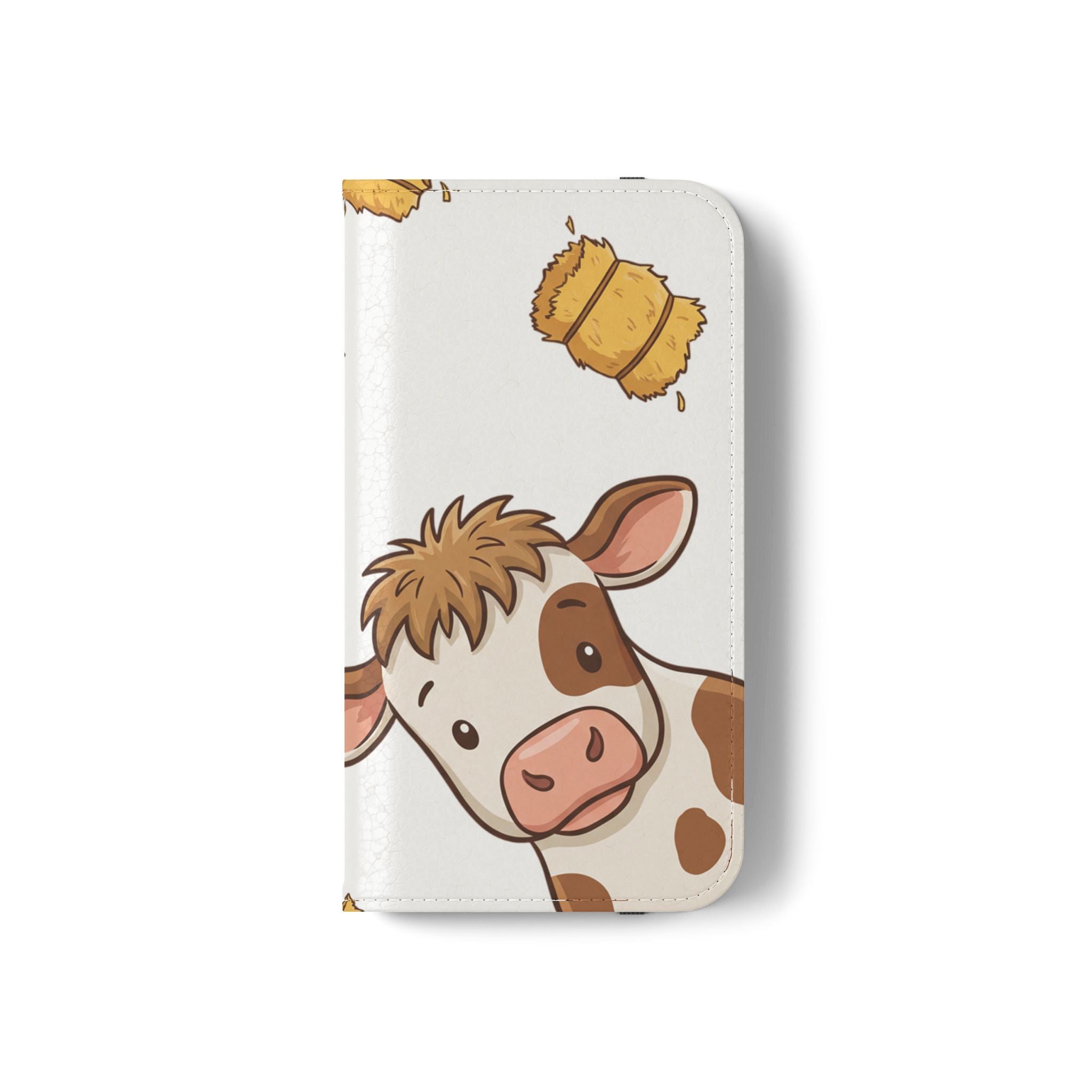 Cow & Hay Pattern Flip Case/ Cute Farm Animal Phone Wallet