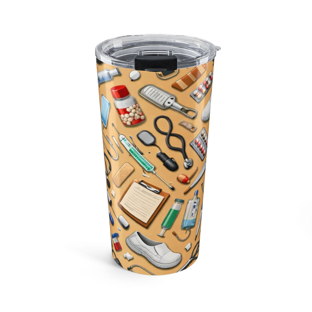 Medical Supplies Pattern Tumbler 20oz | Nurse Doctor Stethoscope Clipboard