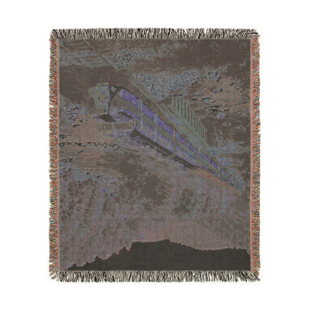 Vintage Passenger Train Woven Blanket | Scenic Rail Landscape