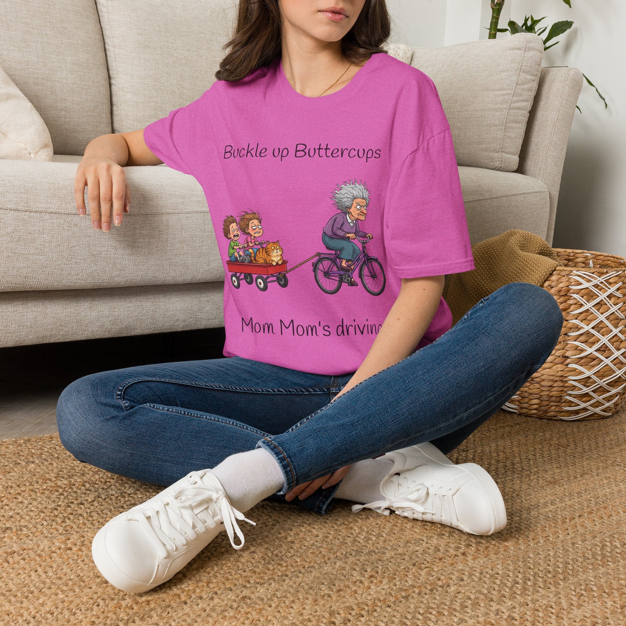 Buckle Up Buttercups Mom Mom's Driving Unisex Graphic T-Shirt – Novelty Cotton Tee