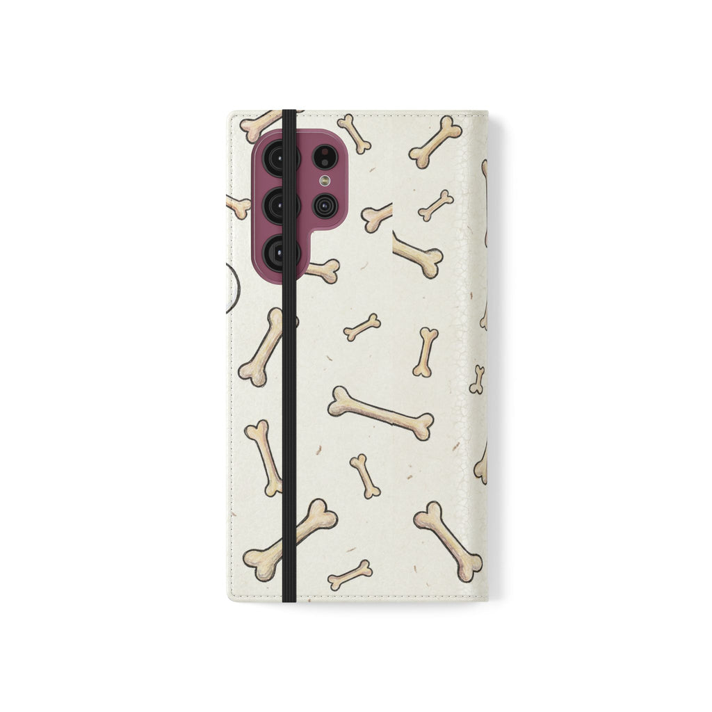 Pug & Bones Phone Flip Case / Cute Dog Wallet Cover
