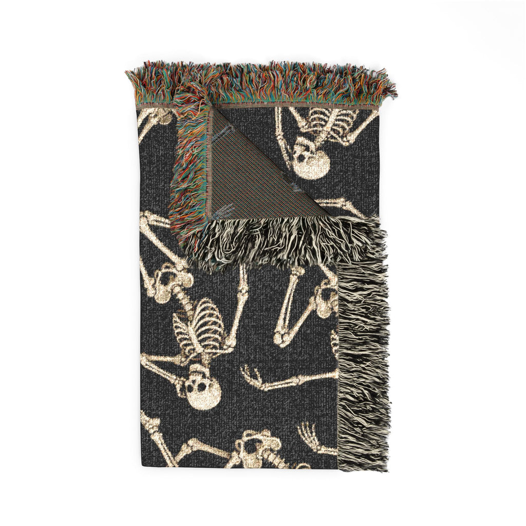 Gold Skeleton Woven Blanket - Halloween Throw