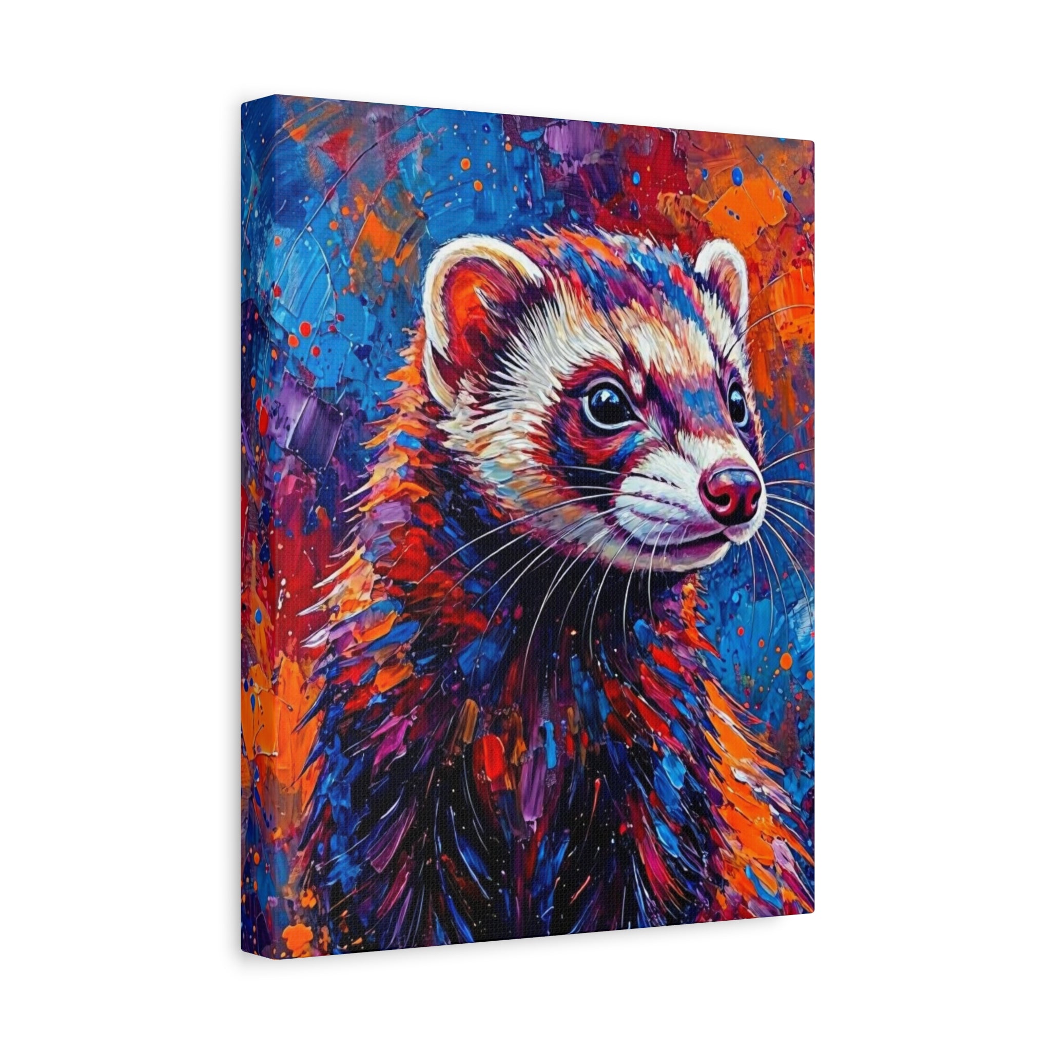 Colorful Ferret Canvas Print /Vibrant Pop-Art Animal Wall Art