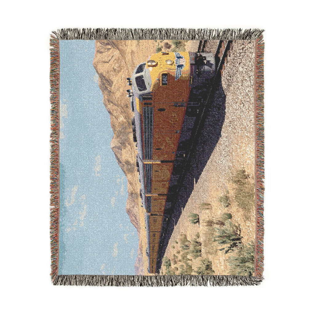 Vintage Streamlined Train Woven Blanket | Desert Locomotive Throw