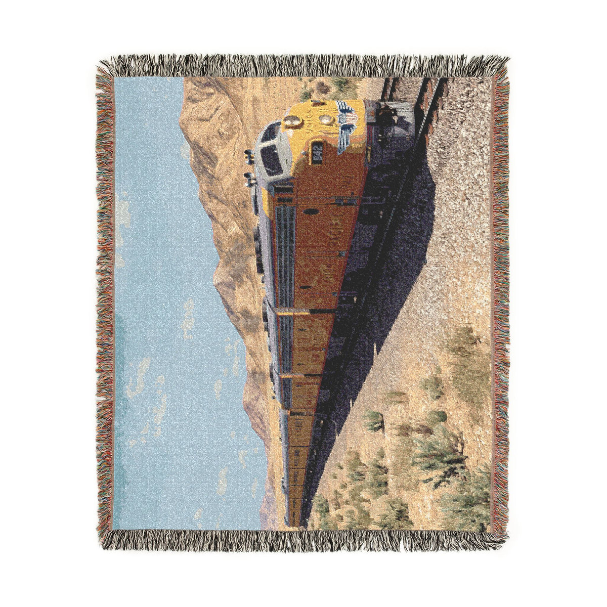 Vintage Streamlined Train Woven Blanket | Desert Locomotive Throw