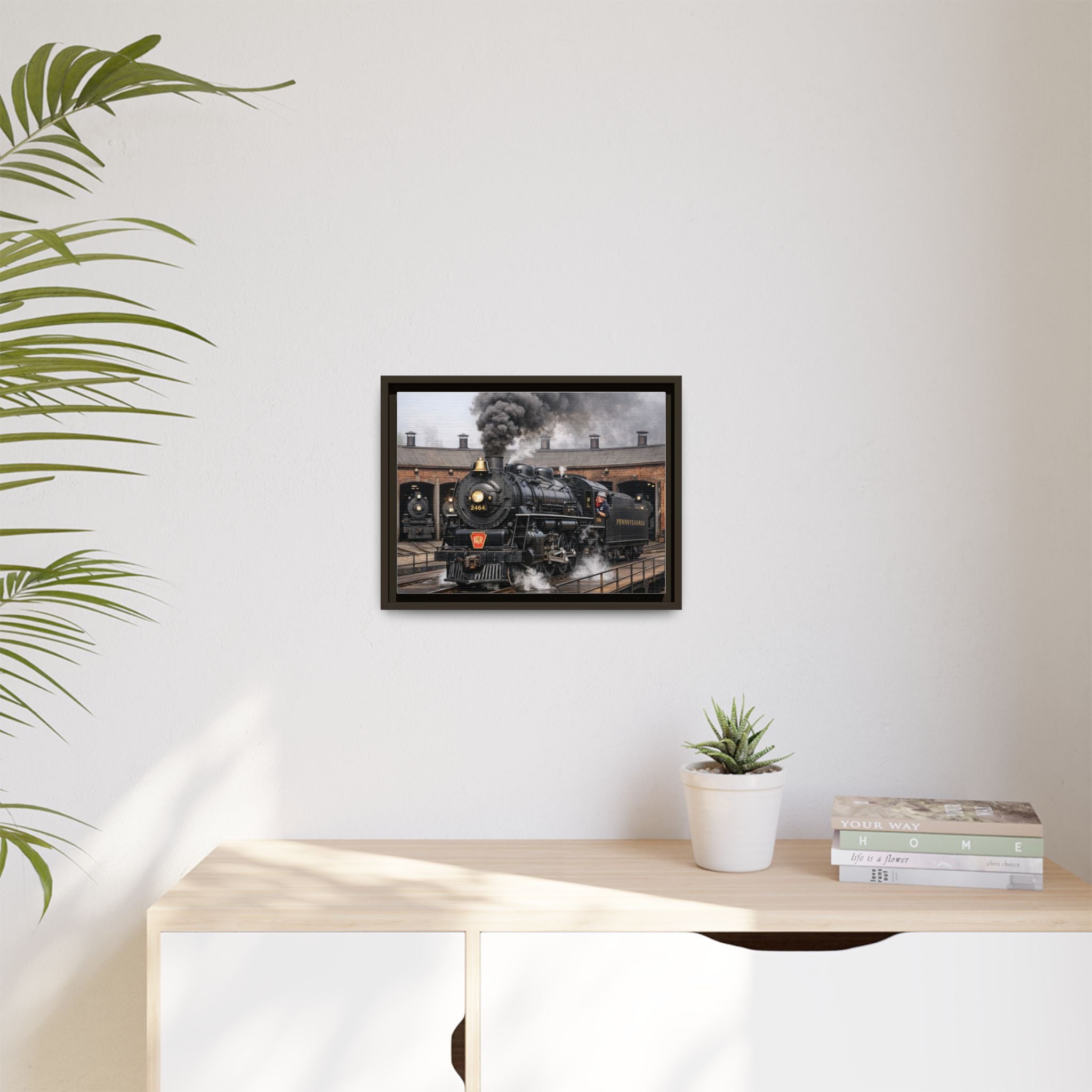 Framed Steam Train/Matte Canvas60 (Multi-color)