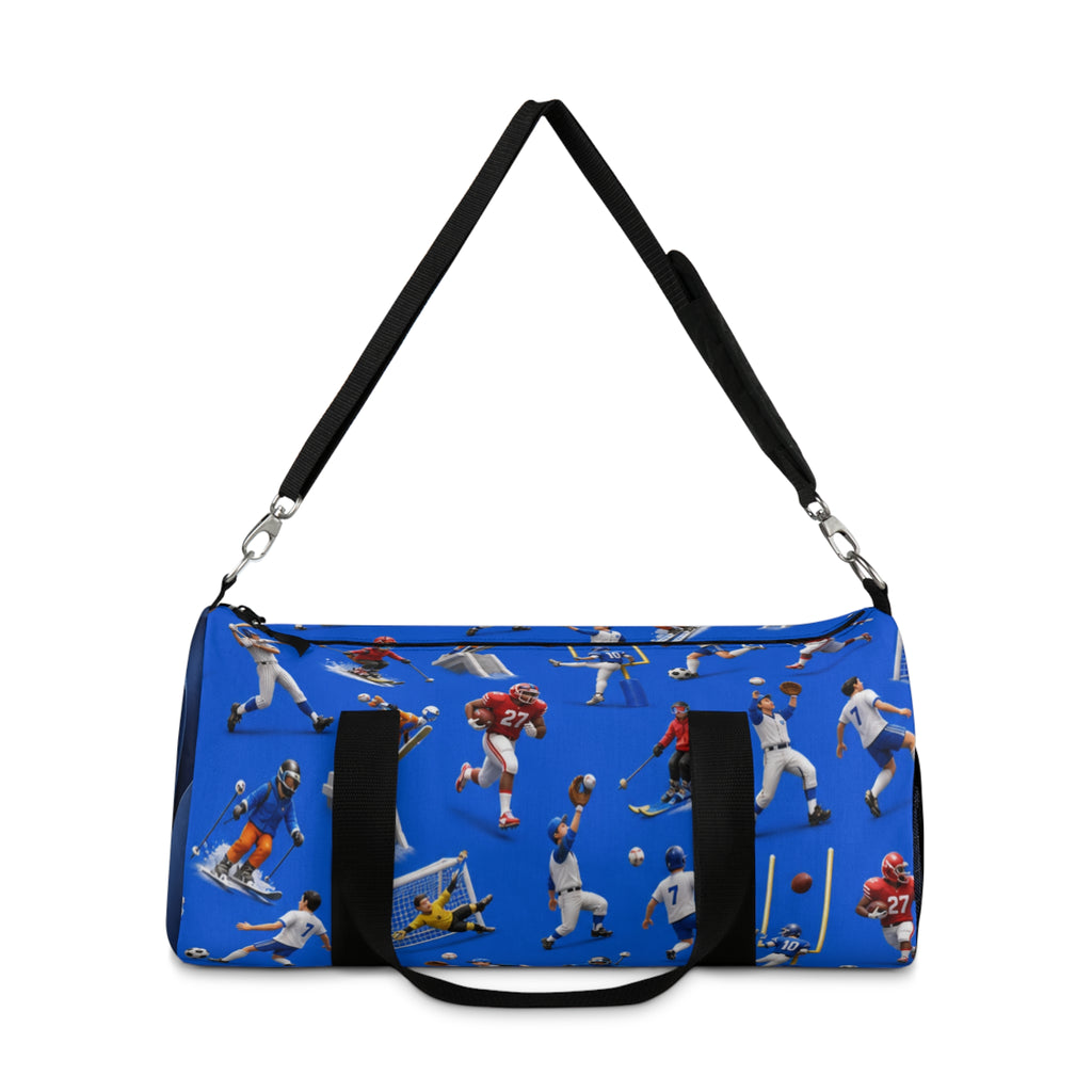 Football Players Pattern Duffel Bag — Sport Travel Gym Bag for Fans & Athletes