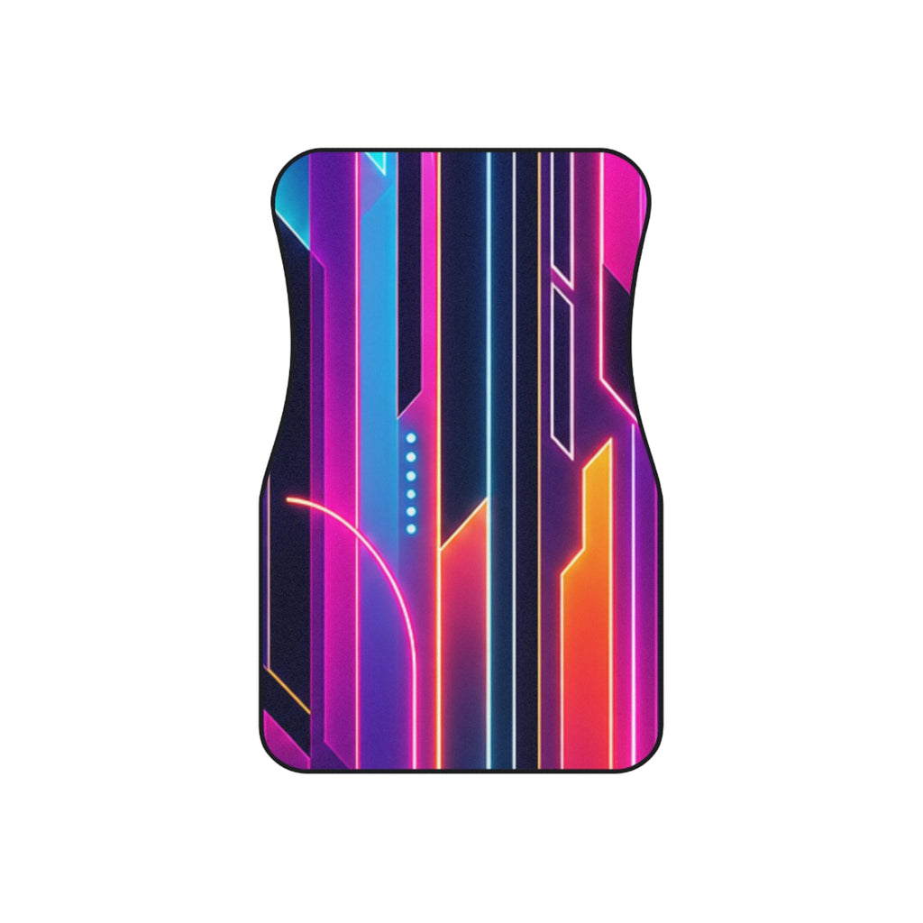 Neon Geometric Lines Car Mats | Vibrant Retro Futuristic Floor Mats