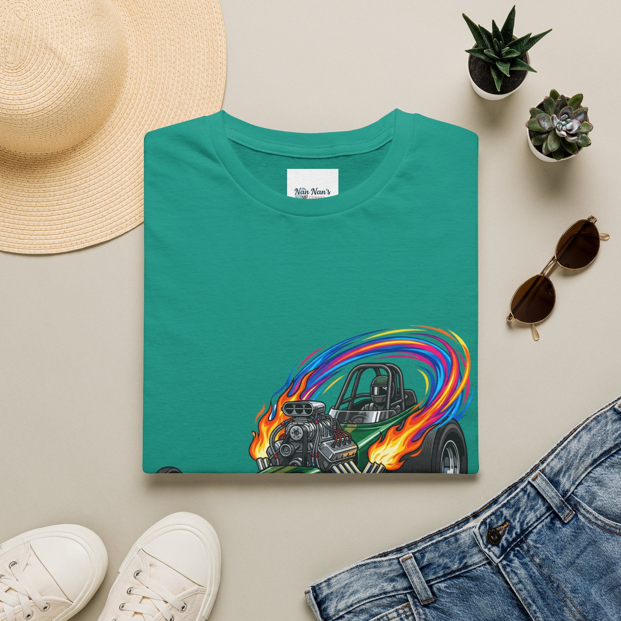 Dragster Racing Unisex Graphic T-Shirt – Novelty Soft Style Cotton Tee