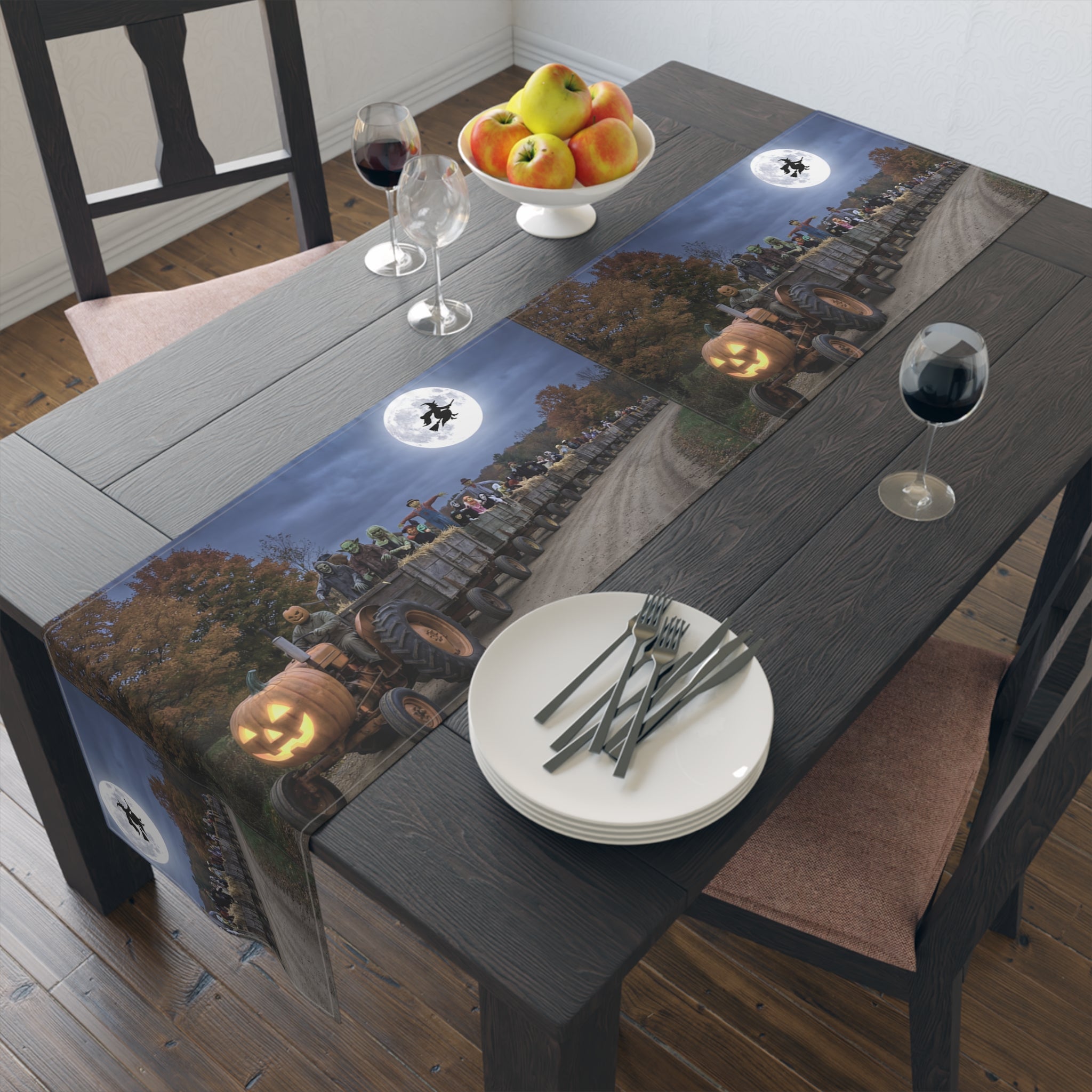 Halloween Pumpkin & Full Moon Table Runner