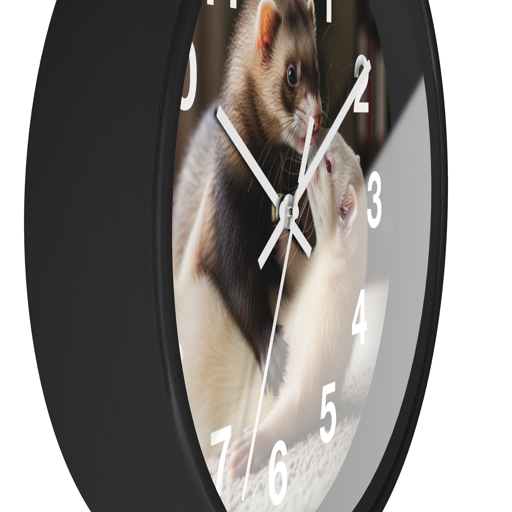 Ferret Pair Wall Clock / Cute Ferret Photo Clock for Pet Lovers