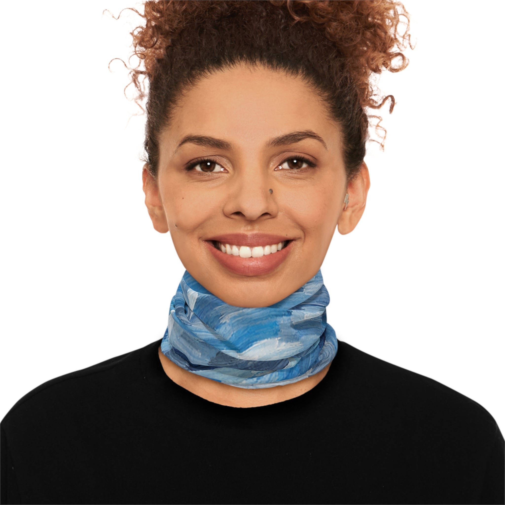 Blue Swirl Pattern Neck Gaiter | Abstract Spiral Design, Lightweight