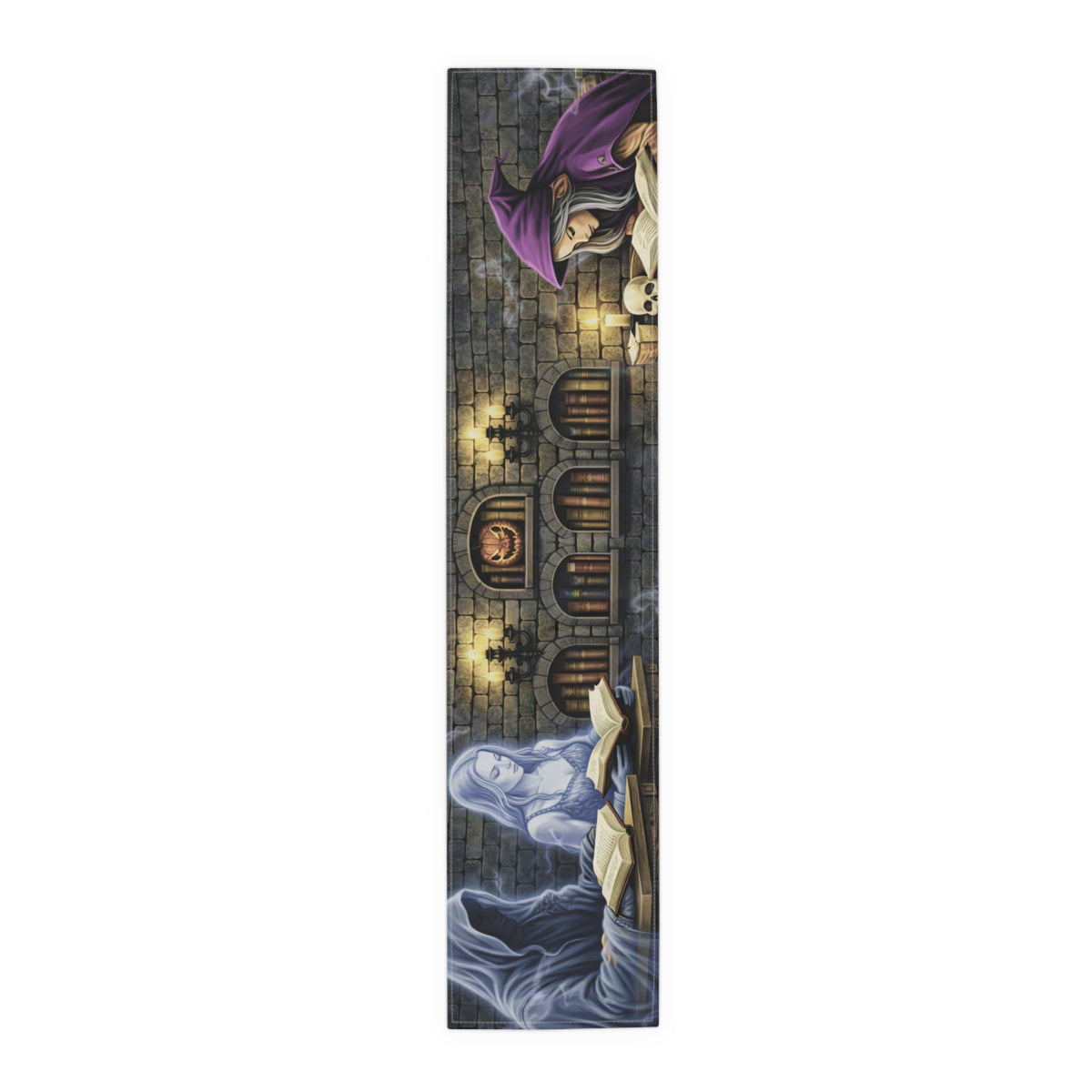 Witch & Spellbook Table Runner | Candlelit Gothic Scene – Halloween Dining Decor