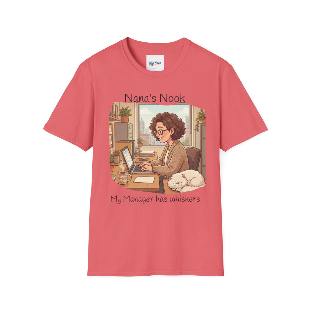 T-Shirt / "Nana's Nook: My Manager Has Whiskers" Cozy Grandma Cat Lover Tee