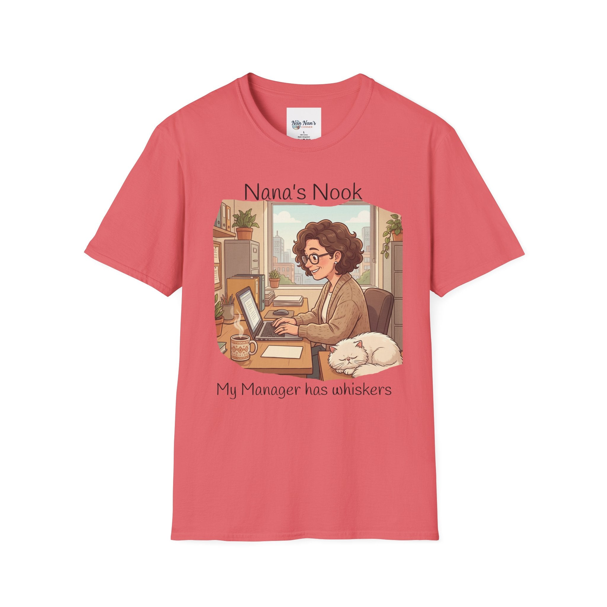 T-Shirt / "Nana's Nook: My Manager Has Whiskers" Cozy Grandma Cat Lover Tee