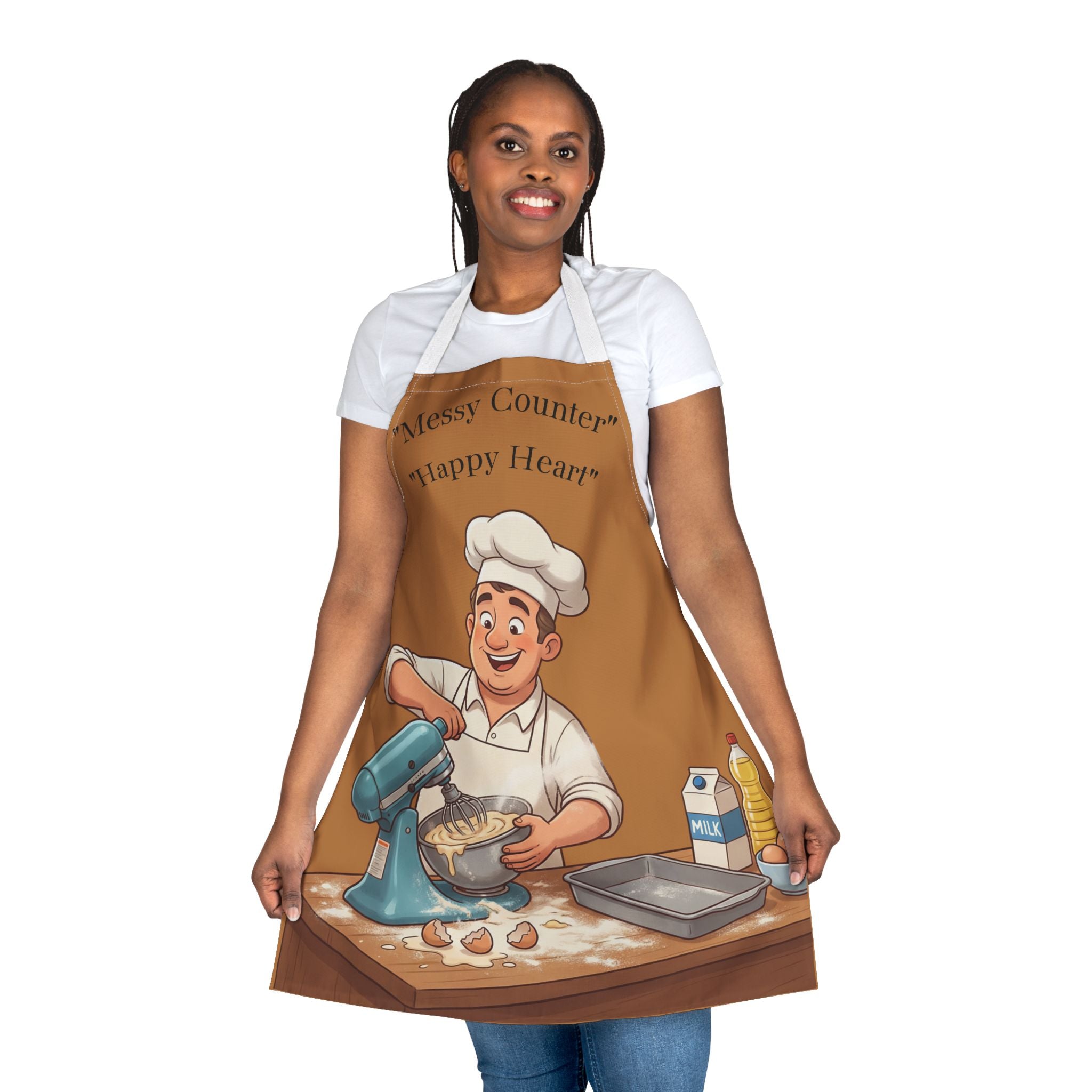 Apron Cheerful Baker Illustration | Cartoon Chef Baking, Kitchen Apron