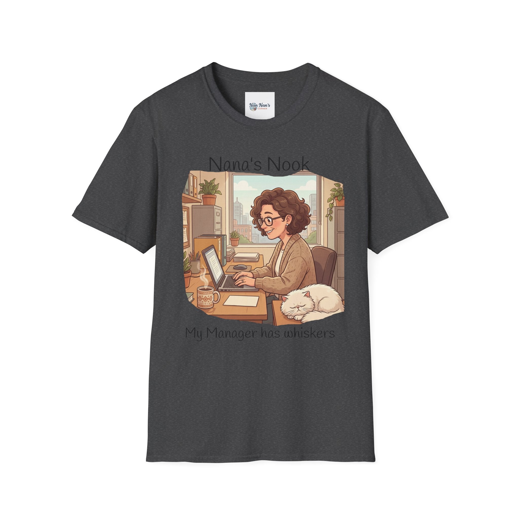 T-Shirt / "Nana's Nook: My Manager Has Whiskers" Cozy Grandma Cat Lover Tee