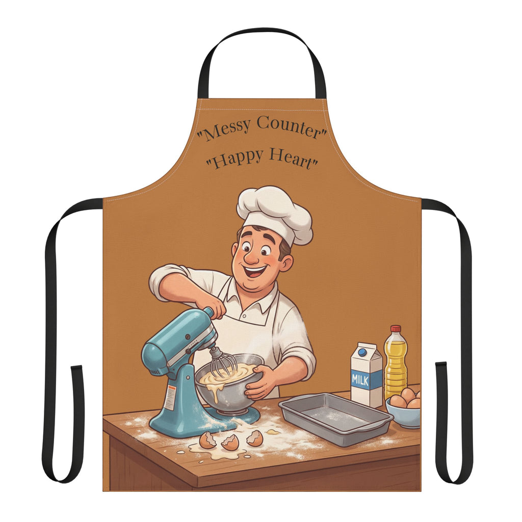 Apron Cheerful Baker Illustration | Cartoon Chef Baking, Kitchen Apron