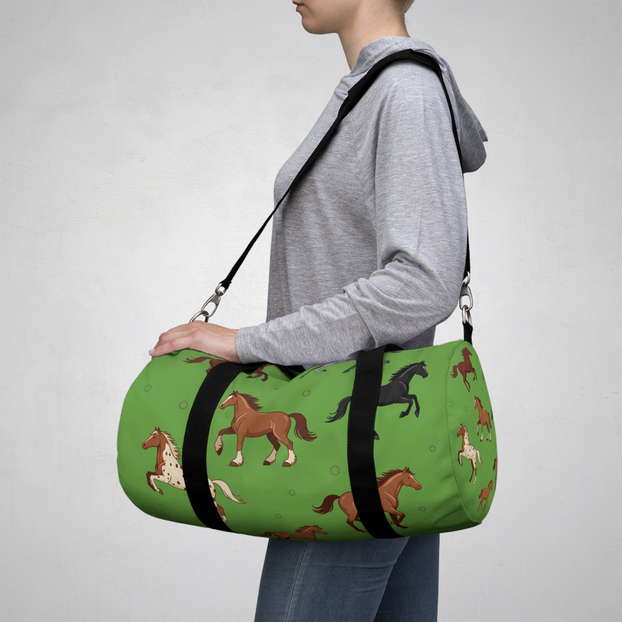 Copy of Green Equestrian Horse Pattern Duffel Bag / Travel Gym Overnight Bag