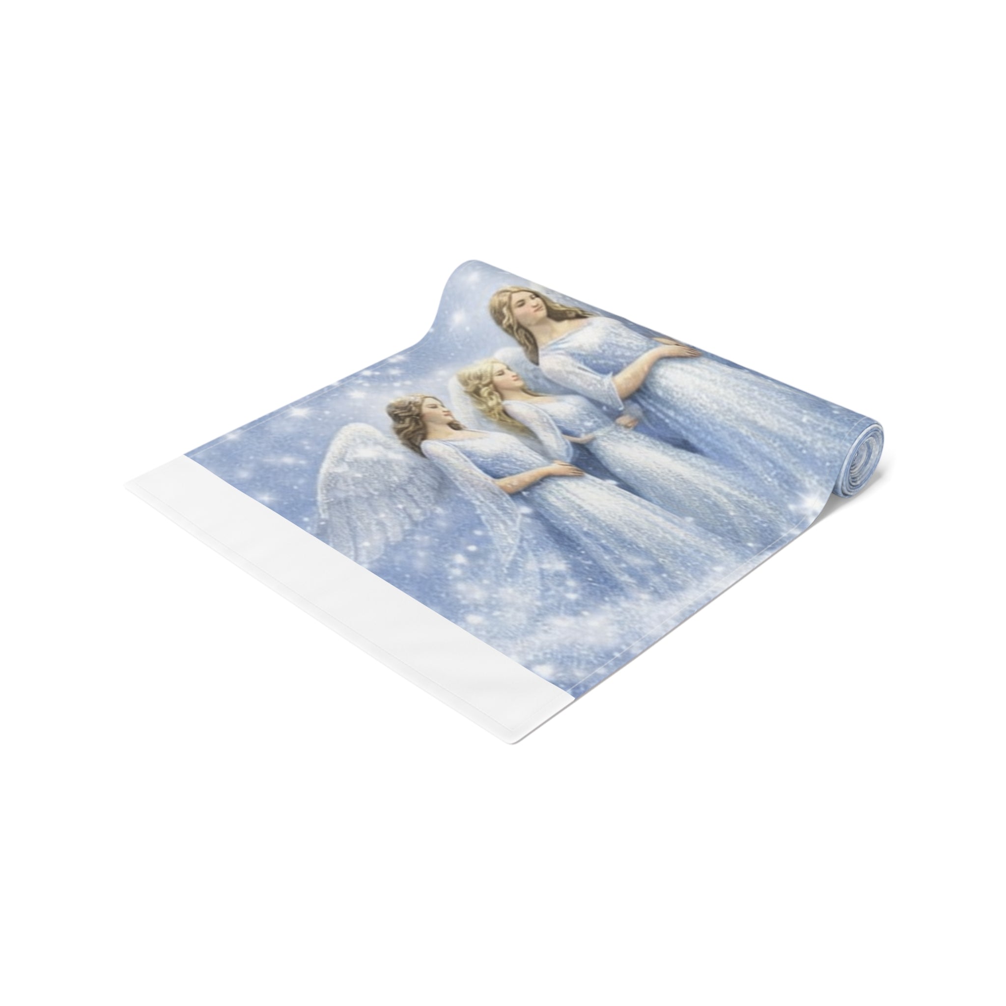 Angelic Women Illustration Table Runner | Heavenly Figures, Soft Pastel