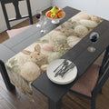 Easter Bunnies and Painted Eggs Table Runner Cotton Poly | Neutral Side