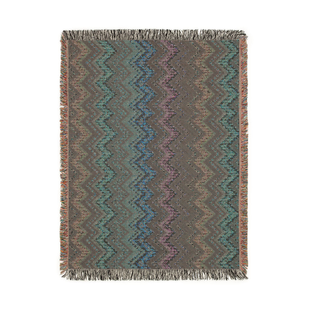Chevron Ombré Woven Fringe Blanket - Multicolor Zigzag