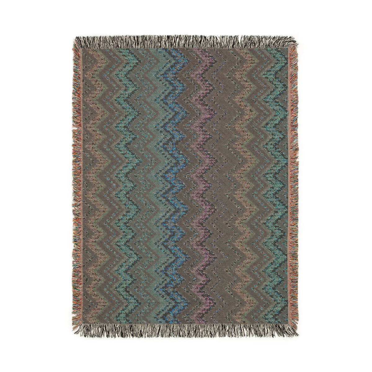 Chevron Ombré Woven Fringe Blanket - Multicolor Zigzag
