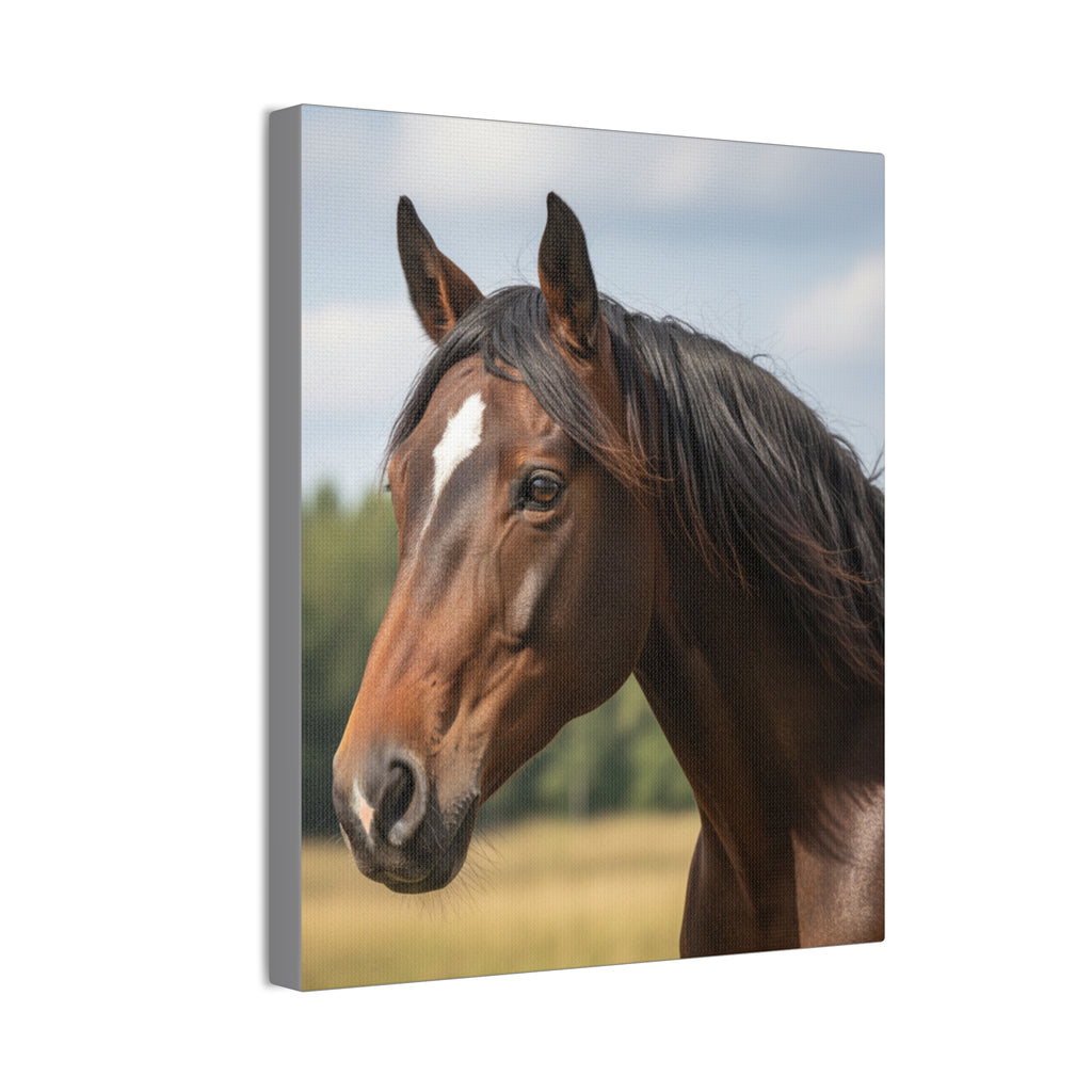 Bay Horse Portrait Canvas Print / Wall Art for Equestrian Lovers