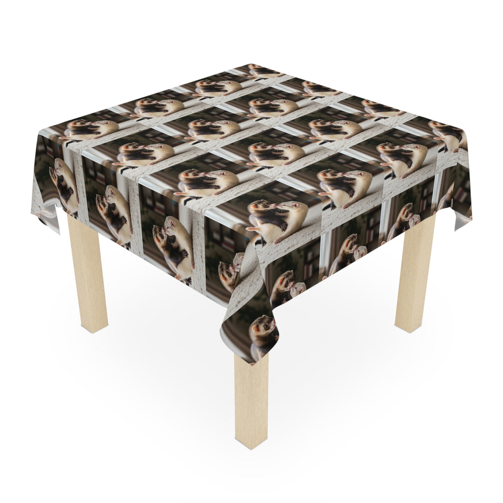 Cozy Ferret Pattern Tablecloth / Cute Repeating Ferret Print