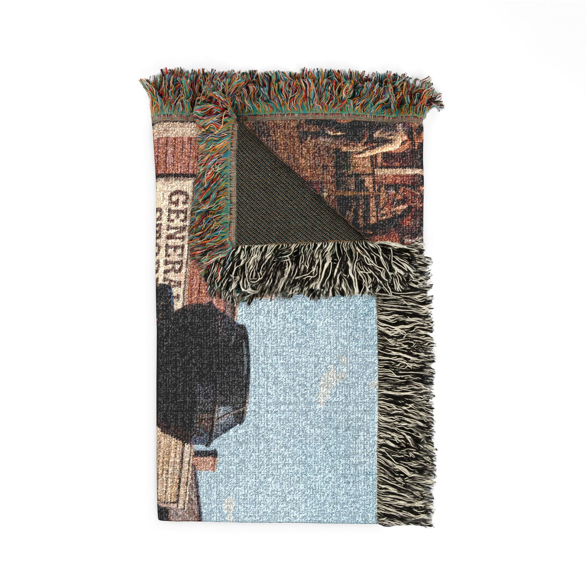 Vintage Steam Locomotive Woven Blanket | Western Town Train Throw